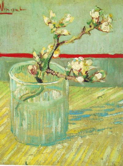 Blossoming Almond Branch in a Glass by Vincent van Gogh